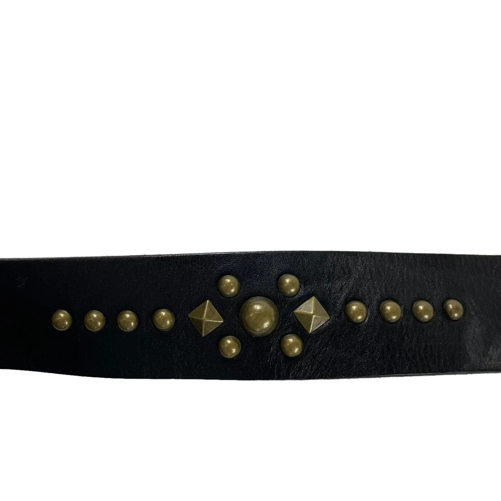 Polo Ralph Lauren Thick Cowhide Brown Leather Studded Metal Belt XS NWT